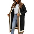 thumbnail image 1 of MPWEGNP Cardigan Long à Capuche Surdimensionné à Rayures Verticales pour Femmes avec Poches Noir G, 1 of 6