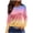 Yellow, variant on Women Gradient Round Neck Long Sleeve Color Block Casual Comfy Loose Tops Tshirt Print Blouse, Hot Pink M