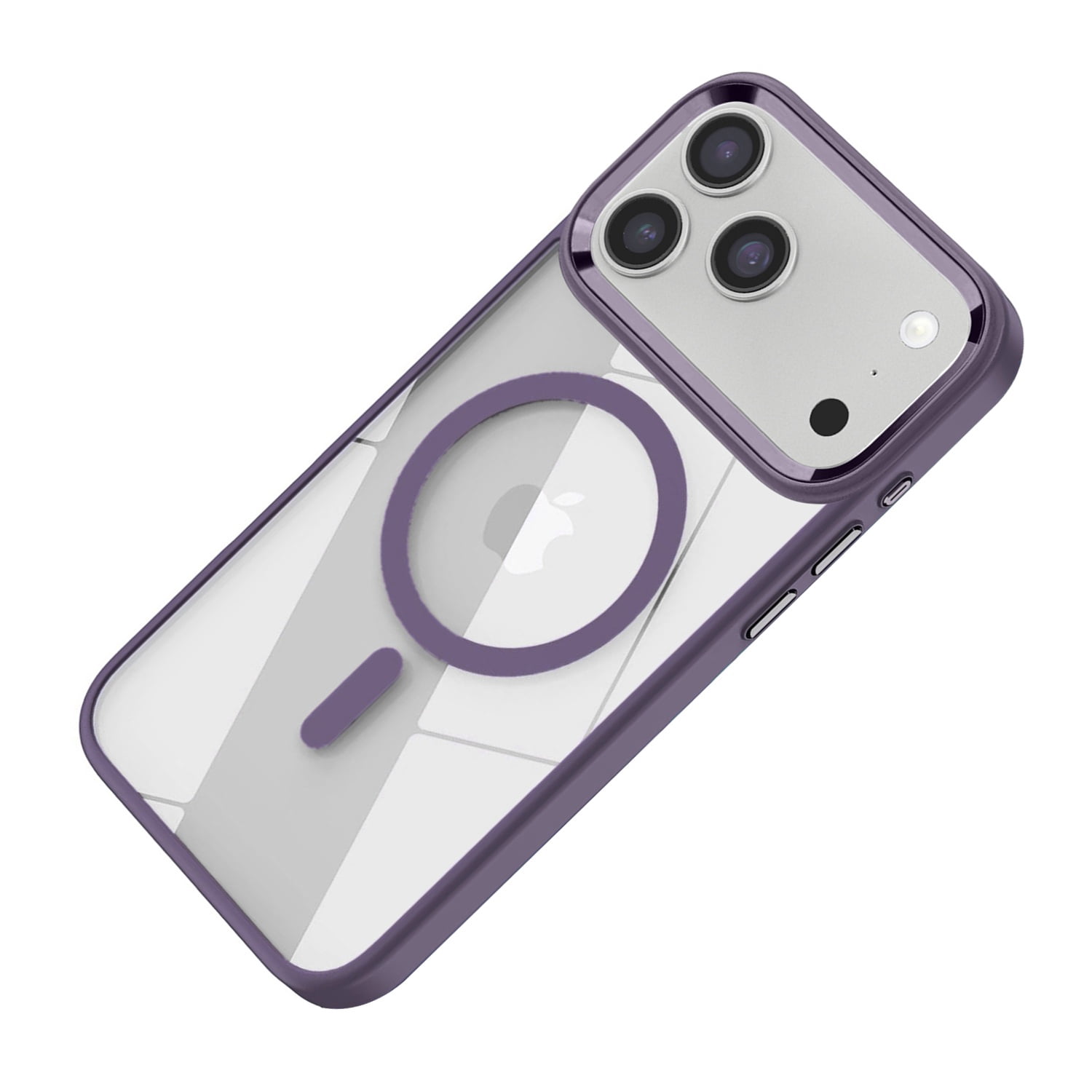 Sparkling Magnetic Clear Case for iPhone 17 Pro Max - Purple