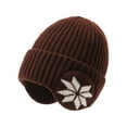 thumbnail image 1 of Tuque d'Hiver Tricotée avec Cache-Oreilles à Revers, Bonnets Extensibles en Tricot, Tuque de Ski, Bonnet Skull, 1 of 5