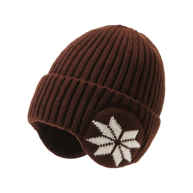 Tuque d'Hiver Tricotée avec Cache-Oreilles à Revers, Bonnets Extensibles en Tricot, Tuque de Ski, Bonnet Skull