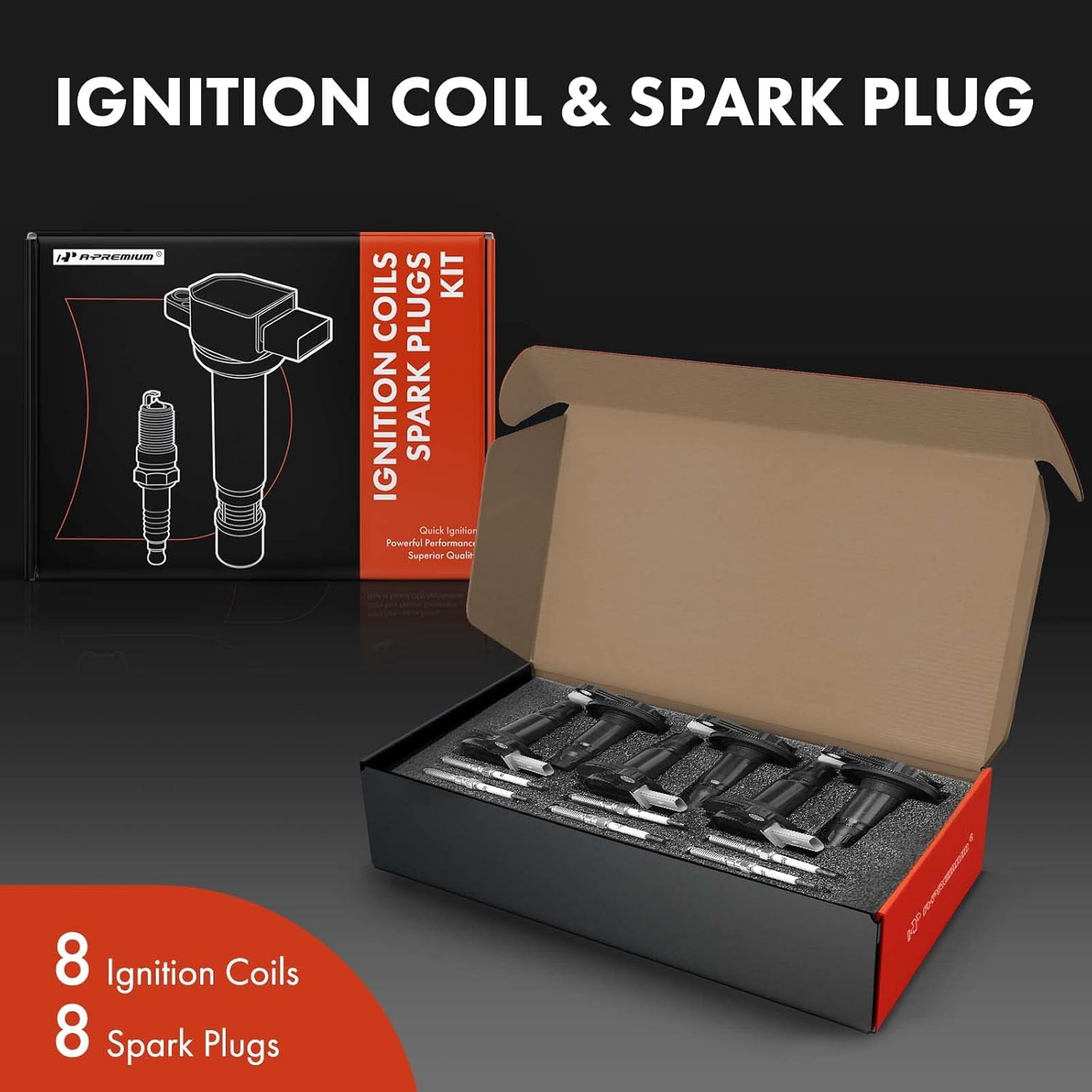 A-Premium Set of 6 Ignition Coil Pack and Iridium Spark Plugs Compatible with Ford Taurus, Flex & Lincoln MKS, MKT, 2010-2012, 3.5L, Replace# AA5Z12029A, NGK94374