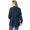 thumbnail image 2 of Woman Within Plus Size Pleat-Back Denim Jacket Long Oversized Jean Coat, 2 of 6
