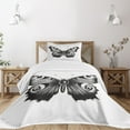 thumbnail image 3 of Ambesonne Black and White Quilted Bedspread Set 2 Pcs, Peacock Butterfly, Twin Size, Black White, 3 of 6