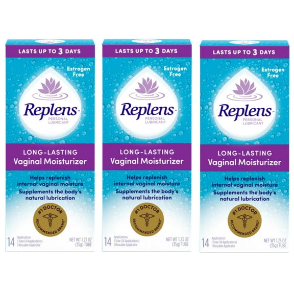 Replens Long-Lasting Vaginal Moisturizer with Reusable Applicator, 14 Count (Pack of 3)