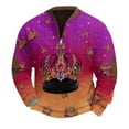 thumbnail image 5 of Resicozy Mardi Gras Sweatshirts for Men Printed Casual Long Sleeve Sweatshirt 1/4 Zipper Stand Collar Pullover Purple 1 L, 5 of 5