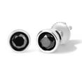 thumbnail image 2 of 14K White Gold Black Diamond Classic Bezel Screw-Back Stud Earrings (Color-Enhanced, I2-I3 Clarity) - Choice of Carat Weights, 2 of 6