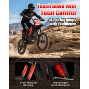 Electric Dirt Bike for Teens & Adults, 3550W Peak Motor, 40MPH, Up to 53 Miles Range, 48V 26Ah Removable Battery, 14/12 Fat Tires, Full Suspension Off-Road Electric Dirt Bike