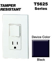 Leviton T5625-E Decora Combination Switch and Tamper-Resistant Receptacle Black