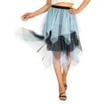 thumbnail image 6 of Coduop Women Midi Skirts Contrast Color Elastic Waist Irregular Multi-Layered Tulle Skirt, 6 of 9
