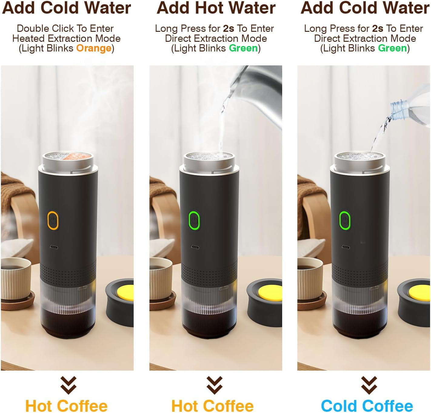 Q 3 in1 Portable Espresso Machine,Mini Travel Coffee Maker Rechargeable USB C Port,20Bar Self-Heating Ground&Capsule with Small Tea Cup for Car,Office,Camping,RV