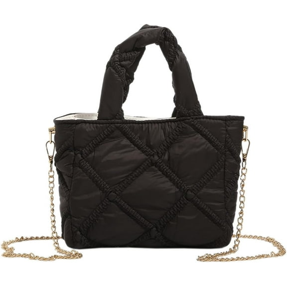 Kukuzhu Puffer Tote Bag, Small Puffy Bags for Women Fashion Quilted Soft Padded Handbag Purses
