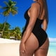 thumbnail image 1 of Traje de Baño Conjuntos de bikini de talle alto Traje de baño plisado Control de barriga para mujer (Negro XL) Cgtredaw Negro T XL para Mujer, 1 of 5