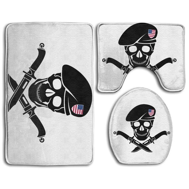 ABPHQTO Firmar las Fuerzas Especiales de EE. UU. Juego de alfombras de baño de 3 piezas Alfombra de baño Alfombra de contorno y tapa de inodoro ABPHQTO Cont-CHAPPLE-14862