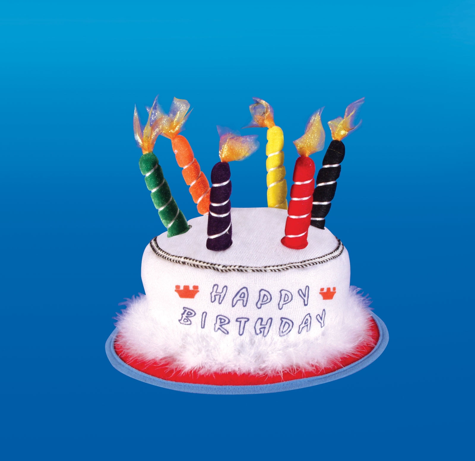 Star Power Happy Birthday Cake & Candle Party Hat, White, One Size