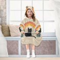 thumbnail image 7 of FORMRS Wearable Blanket Hoodie with Sleeves for Kids Cozy Flannel Sweatshirt, Beige Cat Rainbow, 7 of 7