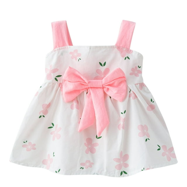 Penkiiy Robe d'Été Mignonne à Imprimé Floral pour Filles Tout-Petits, Robe Princesse avec Nœud, Robe de Princesse 1-2 Ans Rose Offre Été 2023