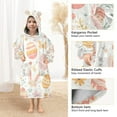 thumbnail image 3 of FORMRS Wearable Blanket Hoodie with Sleeves for Kids Cozy Flannel Sweatshirt, Pink Easter Eggs, 3 of 7