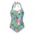 thumbnail image 3 of Floral Print One-Piece Plus Size Swimsuit Sexy Women Monokini 2021 Girls Beach Bathing Suits Swimwear, 3 of 9
