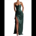 thumbnail image 1 of Vestido de Dama de con Tirantes Finos y Satén con Volantes para Mujer Verde Oscuro XL, 1 of 8
