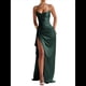 thumbnail image 1 of Vestido de Dama de con Tirantes Finos y Satén con Volantes para Mujer Verde Oscuro XL, 1 of 8