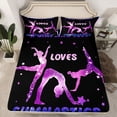 thumbnail image 2 of Homewish Gymnastics Lovers Twin Sheet Sets,Chic Gliitter Print Twin Fitted Sheet,Blue Purple Black Flat Sheet For Kids,Luxury Bedroom Decor,3-Piece, 2 of 7