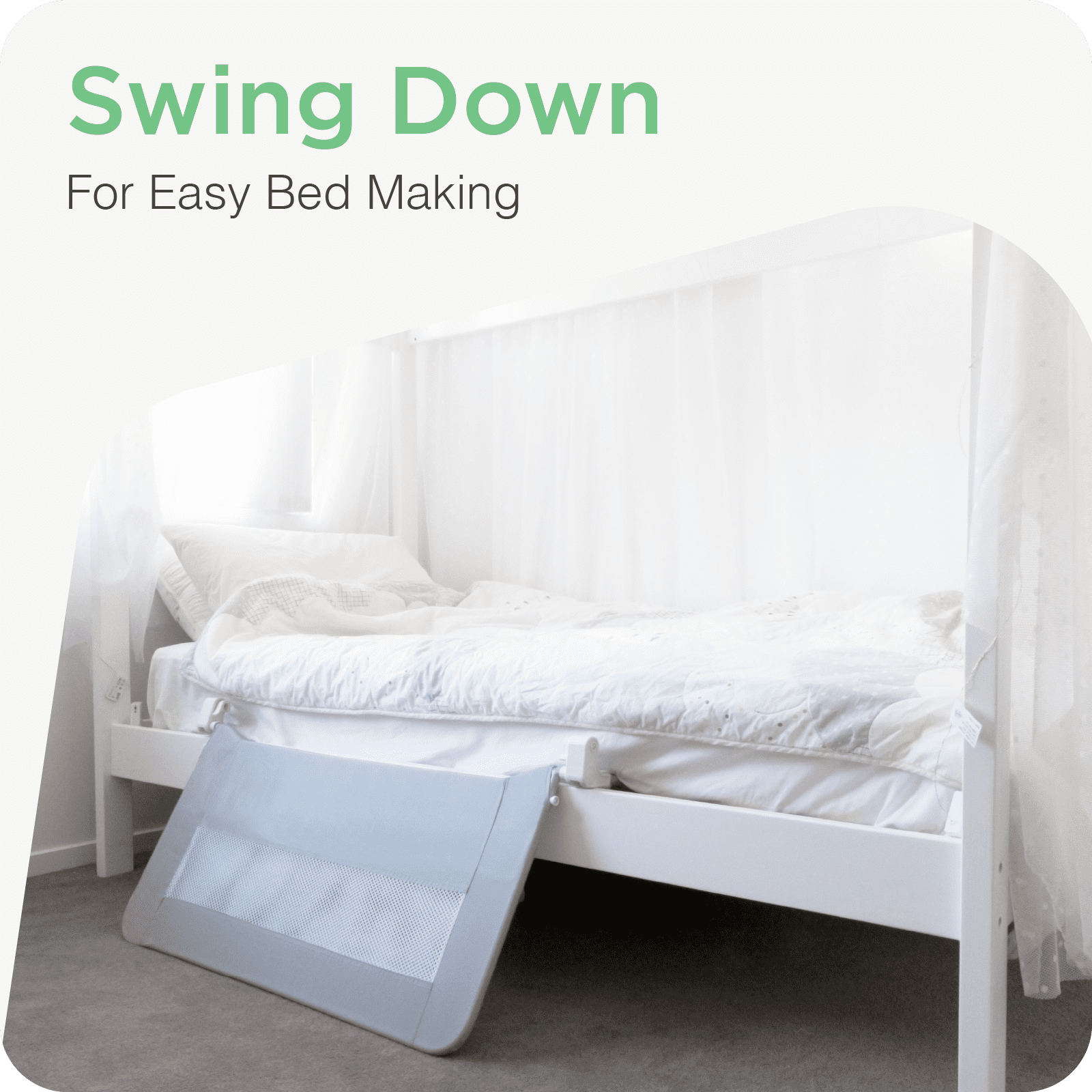 Perma Swing Down Baby Bed Rail, for Kids and Single Mattresses, 35.4" Wide by 17.7" Tall