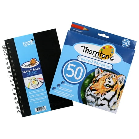 Thornton's Art Supply  5.5x8.5 Spiral Sketch Pad with 50 Colored