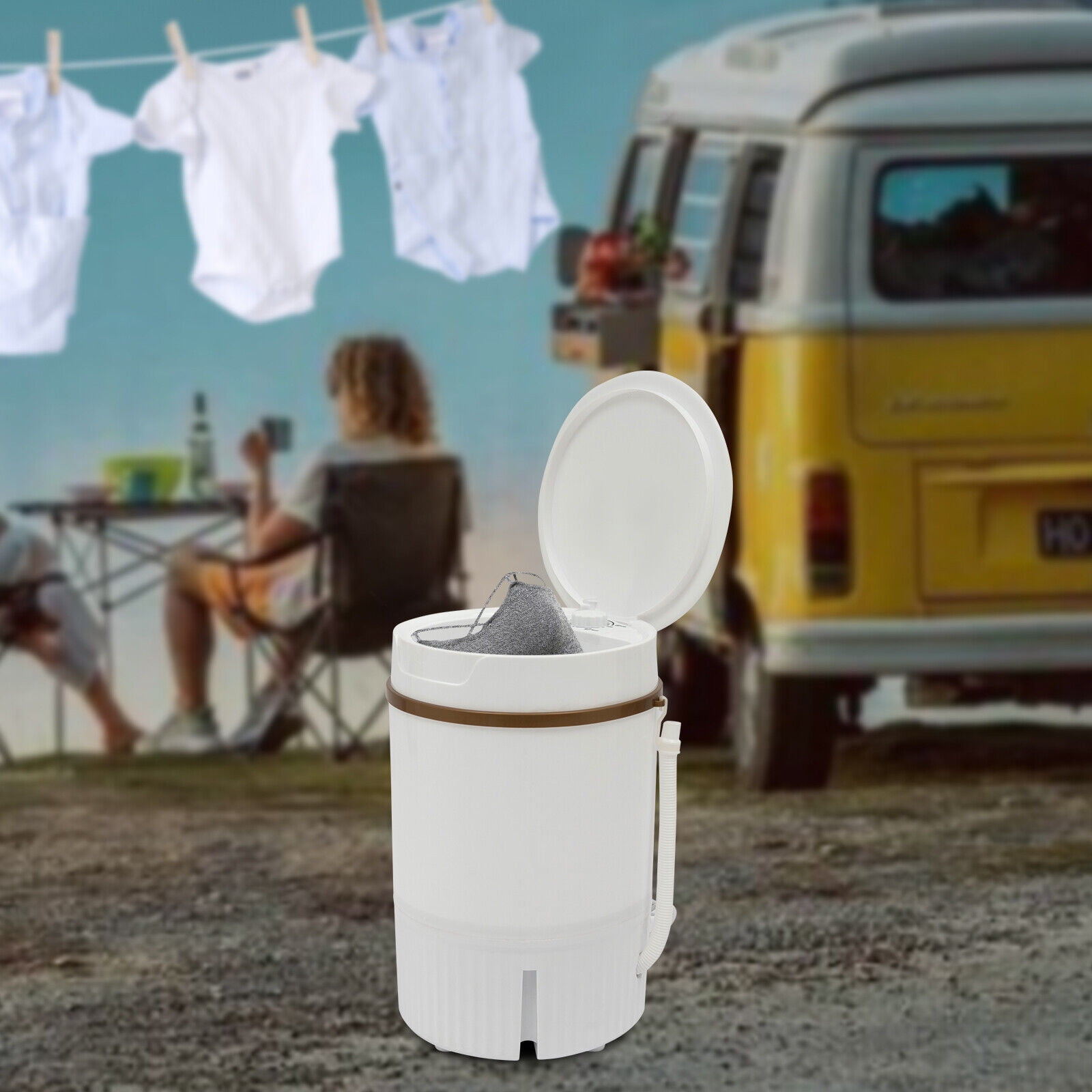 4.5L/1.19gal Portable Mini Washing Machine Washer with Drainage Basket Multi-Functional White