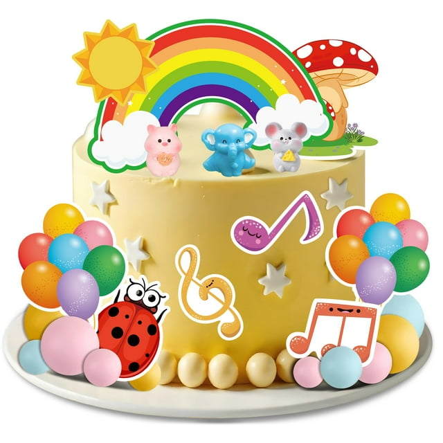 Decoración para tartas QAMEGX con dibujos animados, 26 unidades, con ratón, elefante y cerdo