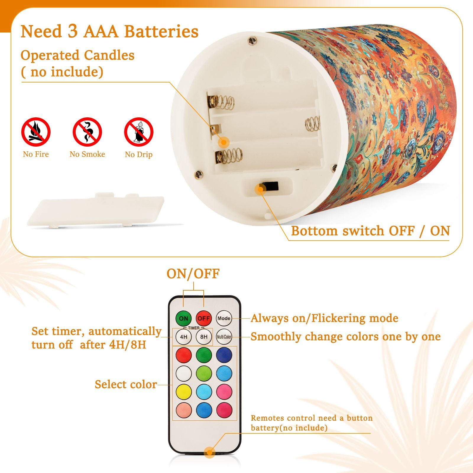 BZSMCE Flameless Candles LED Lights Flowers Seamlee Pattern Creativity Battery Candles