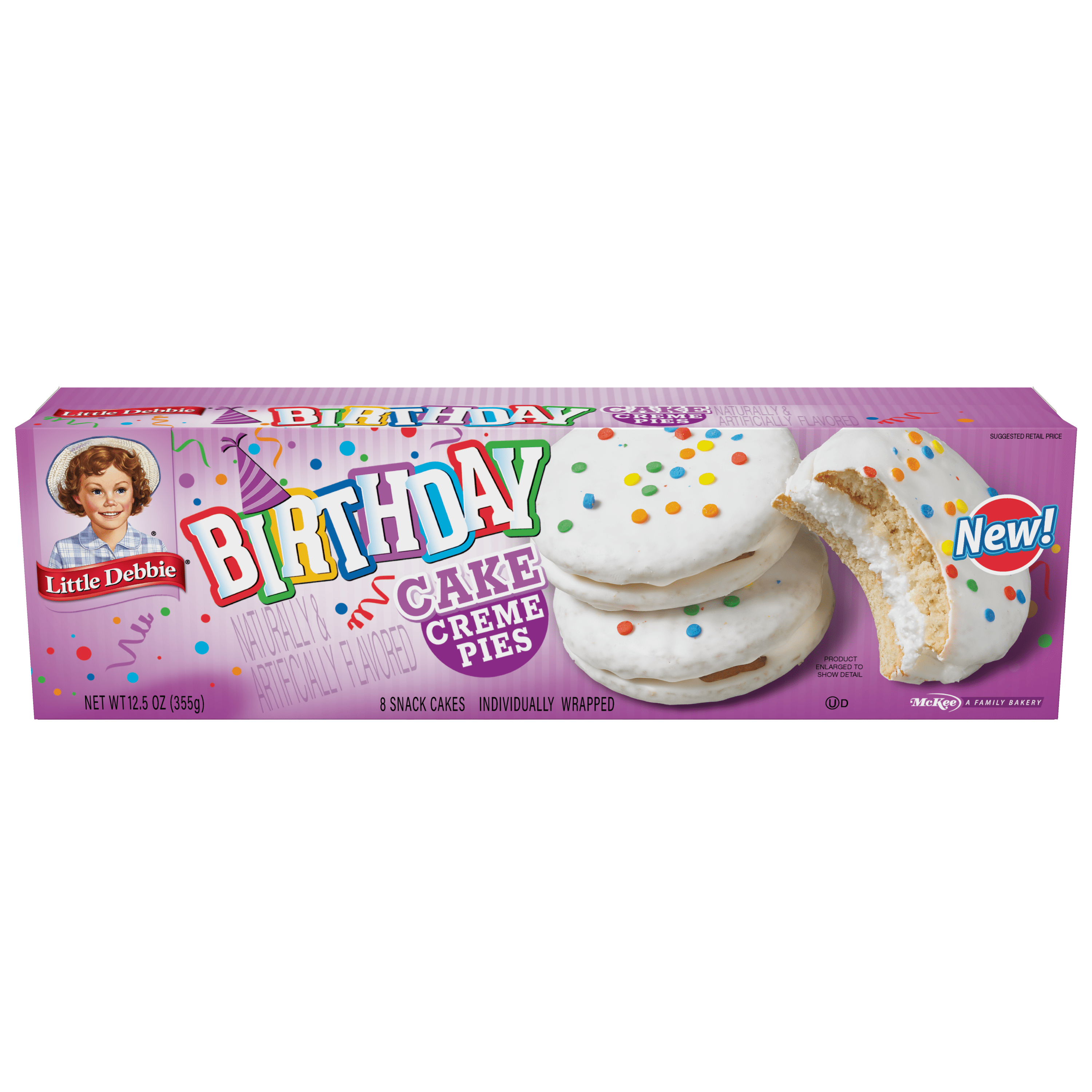 Little Debbie Birthday Cake Creme Pies, 6 Boxes, 48 Individually Wrapped Sandwich Cookies