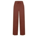 thumbnail image 6 of Enjoytime Comfy Pants Women Solid Color Elastic Waist Lounge Pants with Side Pockets Office Business Casual Trousers Wine XXL, 6 of 7