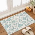 thumbnail image 3 of Farmhouse Turquoise Floral Indoor Door Mat 20x31.5 Inch Linen Boho Paisley Flower Rustic Front Door Mat Non Slip Washable Entryway Rug Low Profile Dirt Trapper Doormat for Bathroom Kitchen Bedroom, 3 of 9