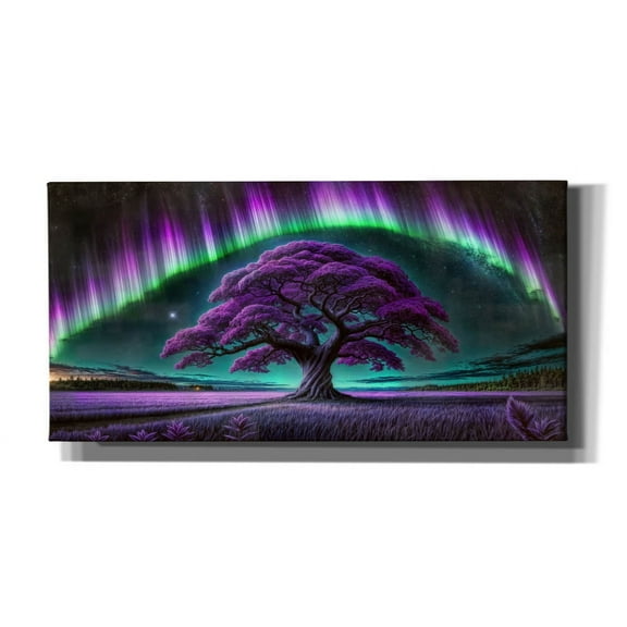 Epic Graffiti 'Purple Tree Magical Night' by Rey Klimt Canvas Wall Art, 24" x 12"