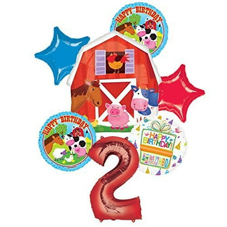 Farm Animal 2nd Birthday Party Supplies And Barn Balloon Bouquet