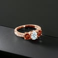 thumbnail image 3 of Gem Stone King 2.87 Ct Oval Sky Blue Aquamarine Red Garnet 18K Rose Gold Plated Silver Moissanite Ring (Size 5), 3 of 4