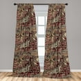 thumbnail image 2 of Ethnic Window Curtains, Traditional Artwork of Bohemian Style Blooms Jumble Southern Pattern Print, Lightweight Decor 2-Panel Set with Rod Pocket, Pair of - 28"x84", Dark Rust Eggshell, by Ambesonne, 2 of 3