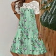 thumbnail image 2 of Vestido largo hasta la rodilla de manga corta informal con cuello redondo y estampado bohemio para mujer Fridja  bnh2065, 2 of 8