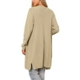 thumbnail image 3 of Sweater Cardigan for Women Fall Outerwear Open Front Long Sleeve Mid Long Knit Coatigan Jacket XS Khaki, 3 of 6