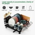 thumbnail image 2 of Dish Drying Rack,Large Dish Rack for Kitchen Counter,Dish Drainer with Removable Cutlery Holder Swivel Drainage Spout, Anti-Rust Dish Plate Rack, 2 of 7