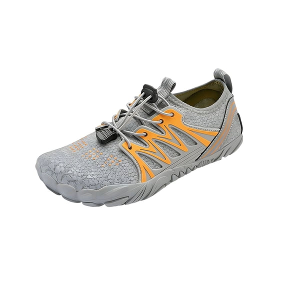 Womens Barefoot Water Shoes Quick-Dry Non-Slip Gray Aqua Socks for Beach Swim Hiking Travel Toggle Lace,Size 9