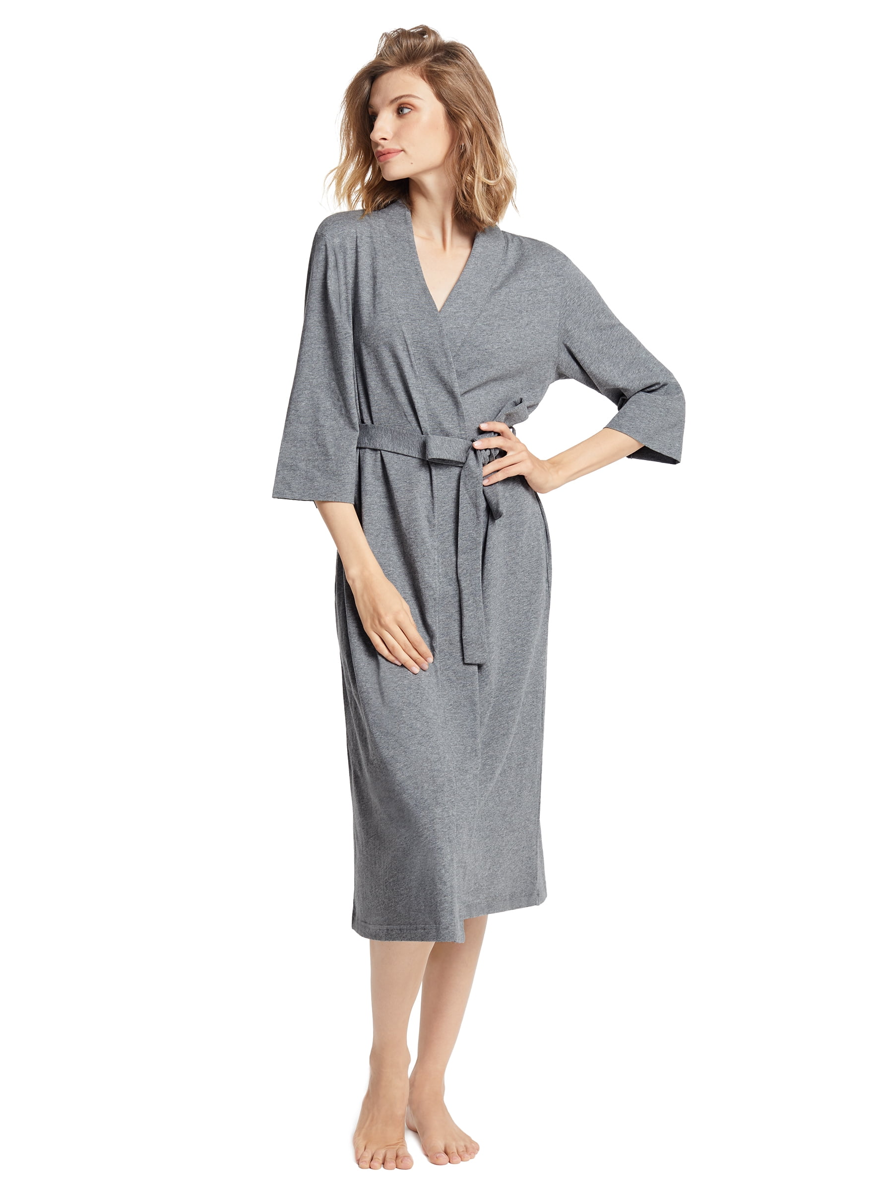 S-XL SIORO Women's Kimono Robe Femme Cotton Bathrobe Lightweight Knit Sleepwear Loungewear for House Spa Long