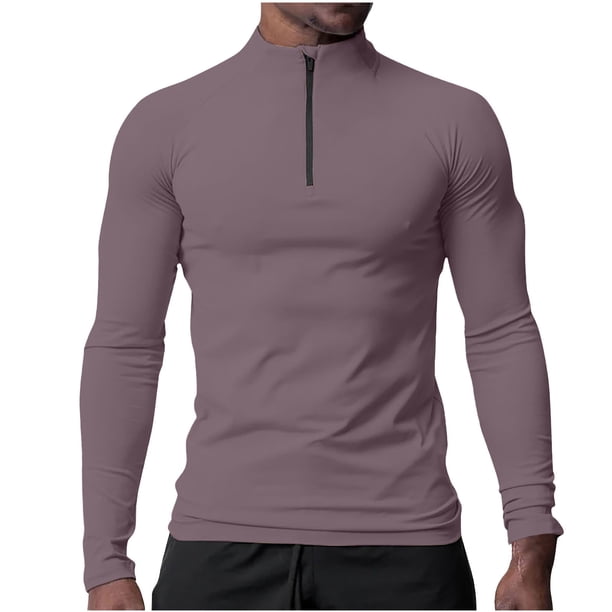 pstuiky camisa de manga larga para hombre, Blusa informal y moderna de manga larga con cremallera para hombre camisetas de hombre s