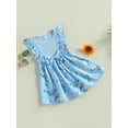 thumbnail image 3 of Bagilaanoe Toddler Baby Girl Summer Dress Flower Print Ruffle Fly Sleeve A-line Dresses 6M 12M 18M 24M 3T 4T Kid Patchwork Skirt, 3 of 9