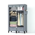 thumbnail image 1 of 1pc 2-line Metal Large Clothes Cabinet With 2 Drawers, Stable Easy Assembly Closet, Space Saving Organizer For Entryway, Bedroom, Living Room, 1 of 5