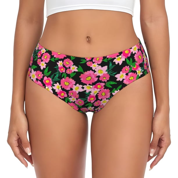 Fotbe Trendy Floral Calzones Estampados para Mujer – Ropa Interior de Algodón, Cómoda, Suave y Elástica-3X-Large
