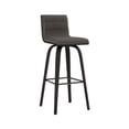 thumbnail image 1 of Armen Living Vienna Tabouret de Bar Pivotant Moderne en Similicuir Gris/noir Brossé, 1 of 11