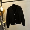 thumbnail image 5 of PIKADINGNIS Casual Sweater Cardigan Women Autumn Winter V Neck Pearl Single Breasted Sweaters Female Loose Long Sleeve Knitted Tops, 5 of 6