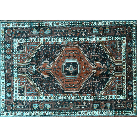 Ahgly Company Indoor Rectangle Persian Light Blue Traditional Area Rugs, 7' x 10'